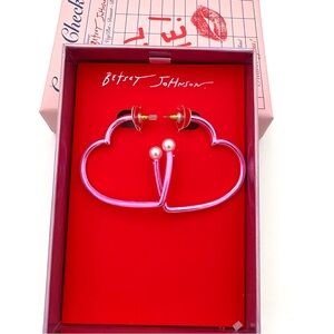 Betsey Johnson Pink Heart Hoop Earrings | NWT | Valentine Statement